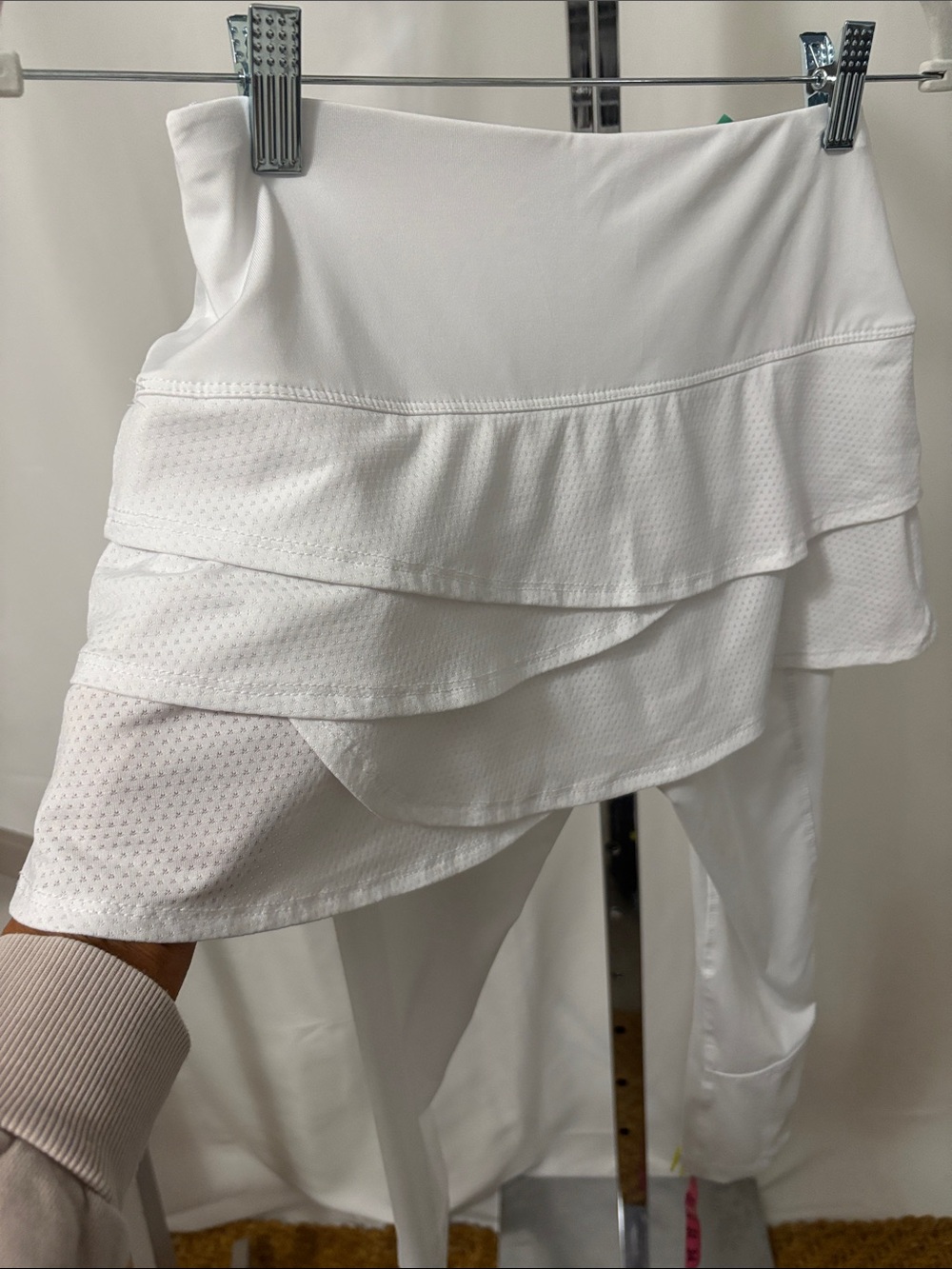 Lucky In Love-White Skirted Leggings - Layered Pickleball Tennis Skort Style - Picture 10 of 11